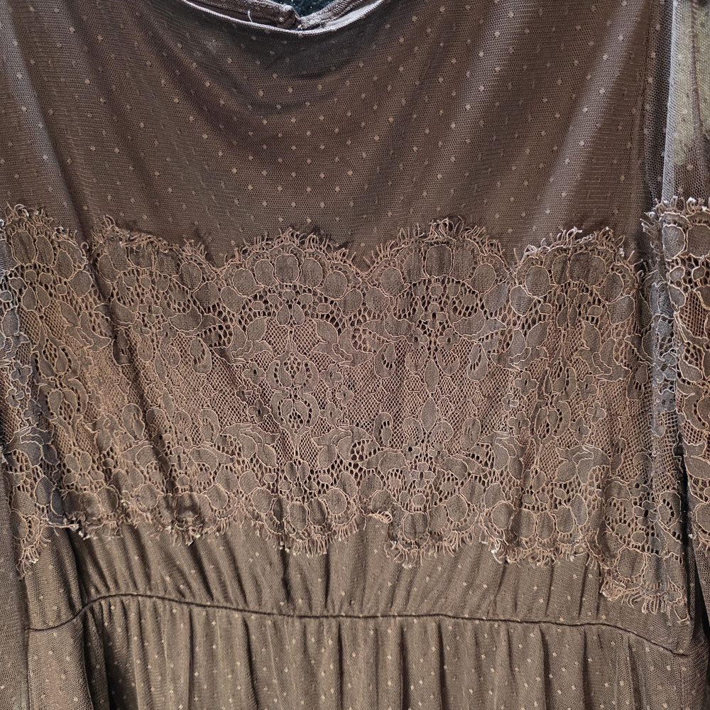 Maurices Sheer Lace Long Sleeve Dress - Wine - Picture 2 of 5